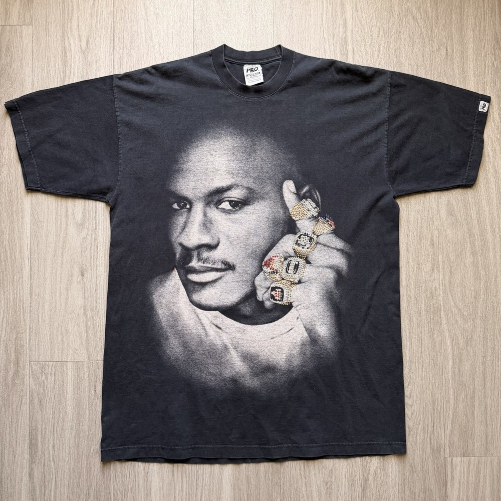 Vintage “6 Rings Bling” Tee Michael Jordan Chicago Bulls Rap Hip Hop T-Shirt 2XT