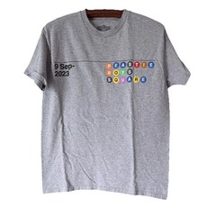 Beastie Boys Square Graphic Print Cotton T-Shirt Gray Crew Neck Short Sleeve M