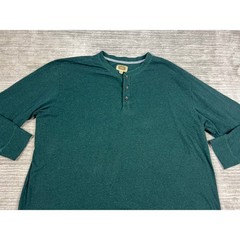 Foundry Henley Mens 4XL Green Long Sleeve Shirt Big and Tall Heathered Cotton