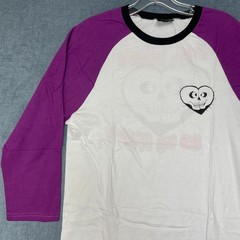 Volcom Till Death Do Us Party T Shirt Mens Medium White Purple Raglan Sleeve