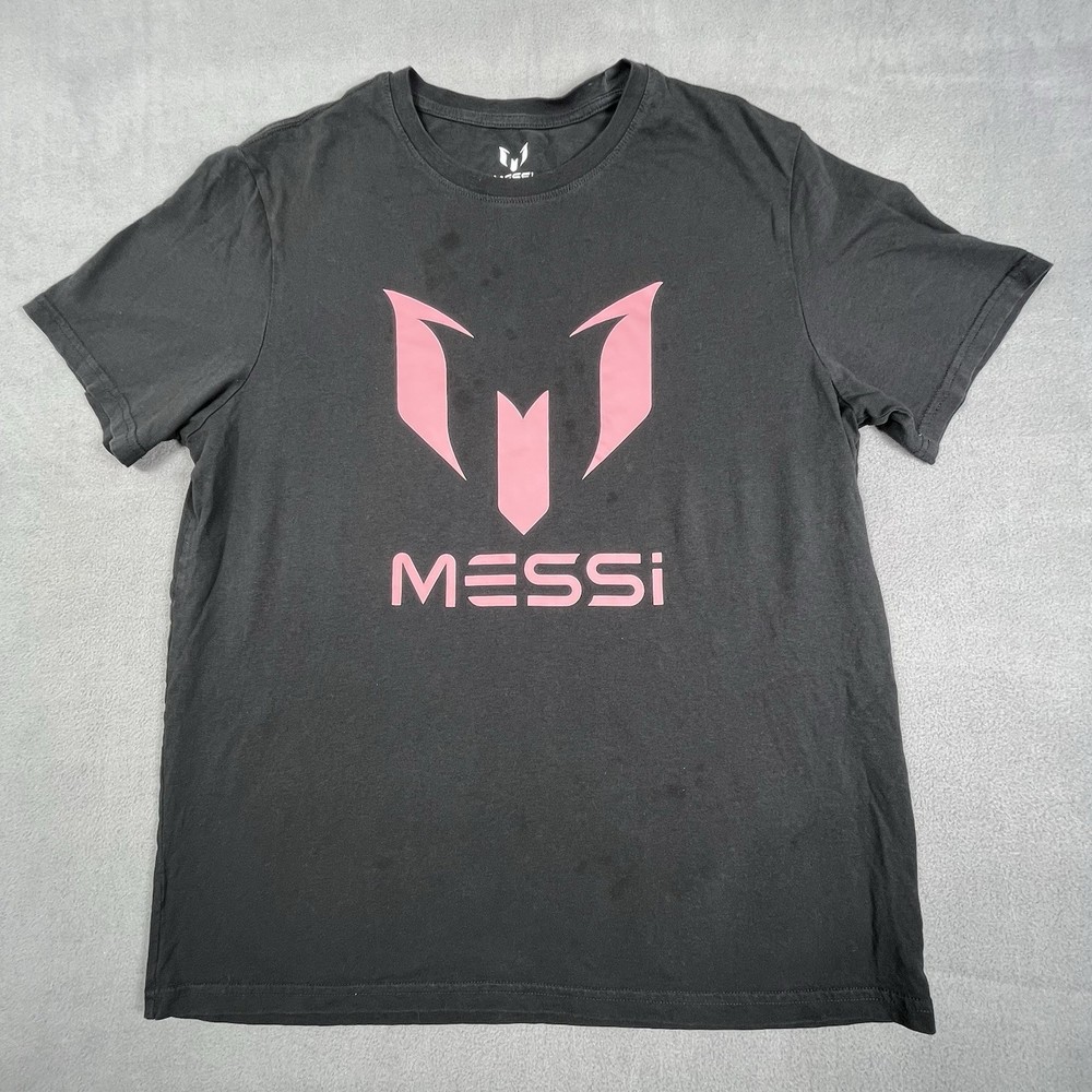 Messi Collection Shirt Adult L Black Short Sleeve Logo Soccer Futbol Mens