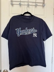 New York Yankees Graphic T Shirt Navy MLB Baseball NY Logo Tee – Large
