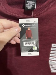 MEMBERS MARK Men’s Long Sleeve Tech Fleece Crew Shirt Burgundy Size Small NEW