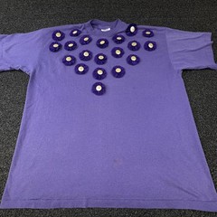 Vintage Fashion Gear Shirt Mens XL Purple Button Flower Applique Made USA 80s