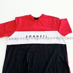 New SONNETI LONDON Men’s Capri Short Sleeve Tee T-Shirt Color Block Logo (M, L)