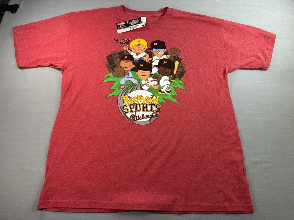 Backyard Sports Pittsburgh Pirates Tee XL NWT Y2K Cartoon MLB Baseball Shirt