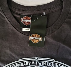 HARLEY DAVIDSON SS Shirt Dark Gray Belt Buckle Legendary V Twin Chest44in Mens L