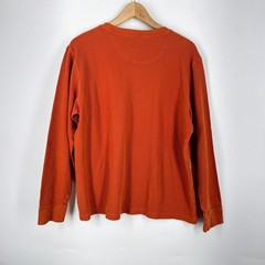 LL Bean Mens Burnt Orange Waffle Knit Long Sleeve Thermal Crewneck Shirt Size L