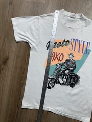 80s VINTAGE Moto Style AXO Pop Art Obscure T-Shirt RARE Size Large Art Deco