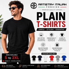 Plain T Shirt 100% Cotton Unisex Mens Womens Crew Neck Casual Tee S-2XL UK