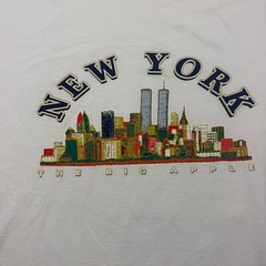 Fruit of the Loom T-Shirt Mens Large White New York Twin Towers Skyline Graphic