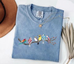 Colorful Birds On Branch Comfort Tee