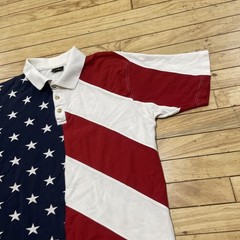 Redhead American Flag Shirt Men L vtg 90s y2k Asymmetric Cut &Sew Red White Blue