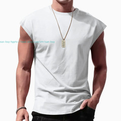Mens Sleeveless T-Shirts Workout Tank Tops Cut Off Shirts Gym Summer Casual Tee