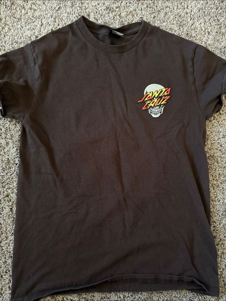 Santa Cruz Skateboards Brown Tee with Yellow and Red Logo