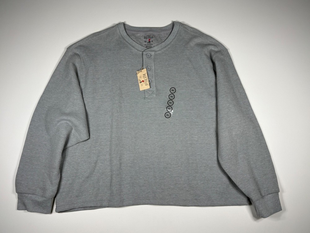 RedHead Thermal Men 2XLT Gray Henley Waffle Knit Outdoor Casual NWT Shirt