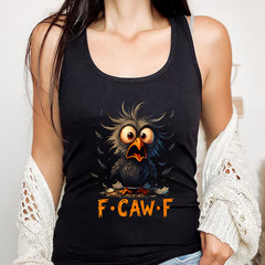 Funny F-Caw-F Black Crow FCawF Humor Quote Bird Meme Tank Top