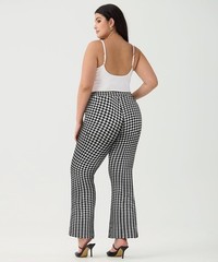 Plus Size Wide Leg Pant Bell Bottom Full Length Black & White Houndstooth Ela…