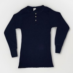 VTG 90’s Greatland Apparel Medium Navy Blue Waffle Knit Thermal Grunge Henley