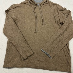 Vince Shirt Men Extra Large Brown Heather Pullover Hoodie Drawstring Pima XL