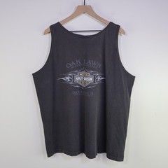 Vintage 2006 Harley Davidson Oak Lawn Tank Top 2X Biker Grunge Fade Black Cotton