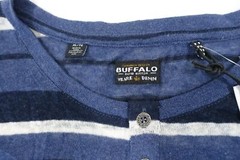 BUFFALO DAVID BITTON STRIPED BLUE XL SHEER HENLEY POCKET TEE TSHIRT MENS DEFECT