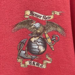 Marines USMC Mens 3XL T-Shirt Red 100% Heavy Cotton Fruit Of The Loom Graphic