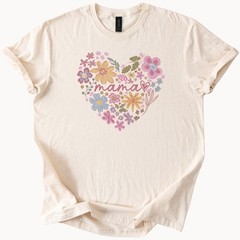 Mama Floral Heart Graphic T Shirt Mothers Day Gift Soft Cotton Tee Shirt