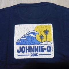 JOHNNIE O Mens L LARGE T SHIRT WAVE RIDER NAVY BLUE YELLOW DALE 2.0 GOLF TEE