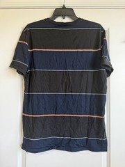 Murano Liquid Luxury Slim Fit Men’s Black & Blue Striped Short Sleeve T-shirt L