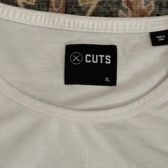 Cuts Clothing Mens Curve-Hem T-Shirt White PYCA Pro Crew Neck XL Gym Work Out