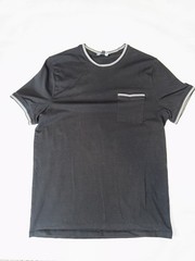 Express Men’s Black Knit T-Shirt Pocket Contrasting Trim Crew Neck Size M