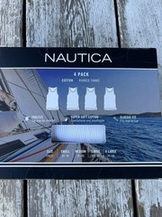 Nautica ~ Men’s 4-Pack Tanks Tops Cotton Blend White Undershirts ~ M (38-40)