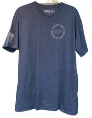 Two Men’s Patriot Crew T-Shirts Black & Blue Short Sleeve XL Logo Front & Back