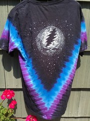 Grateful Dead Spotlight Star Shine Skull T-Shirt M-2XL Tie Dye Night Sky 2 Sided