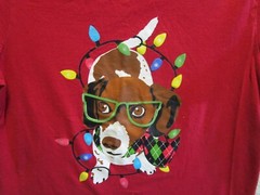 Christmas Dog Shirt Size XL/XG Short Sleeves Red Cotton 💙
