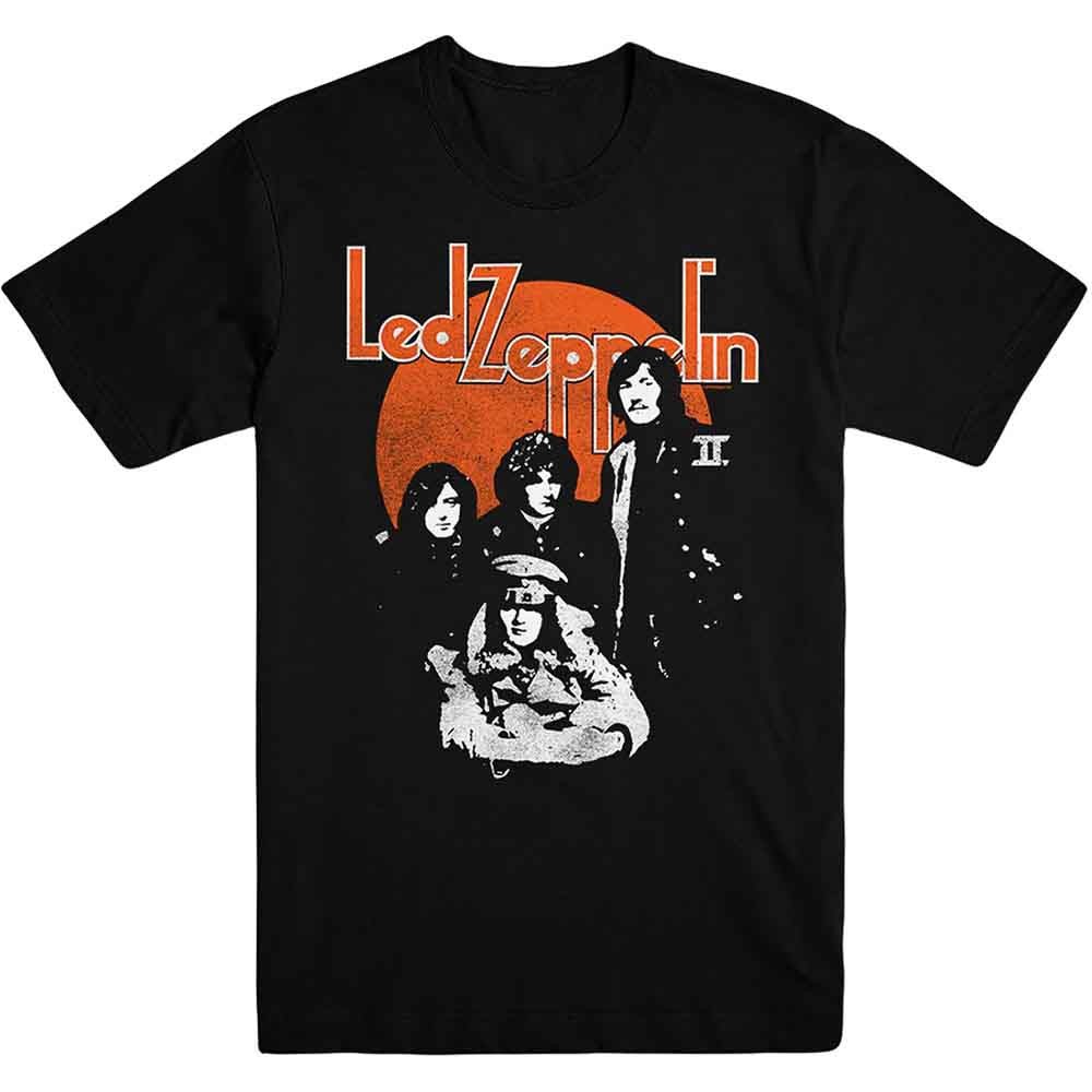 Led Zeppelin Orange Circle T-Shirt Black New