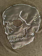 John Varvatos USA Skull Chain Applique Crew T-Shirt Linen Olive Small
