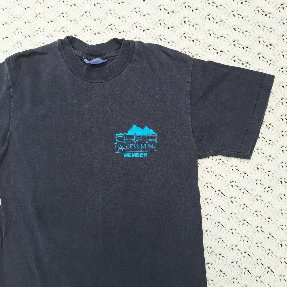 Vtg Access Fund Rock Climbing Nature Preservation Graphic T Shirt Black – Small