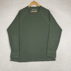 Faherty Shirt Large Cloud Waffle Crew Thermal Long Sleeve Green 100% Cotton