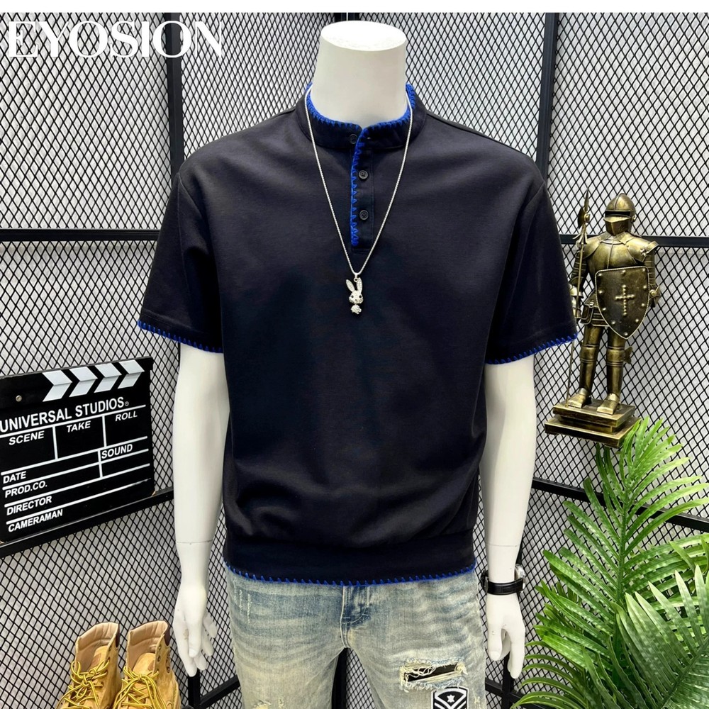 Men’s Henley Shirt Old Money Style Short Sleeve Casual Slim Fit Knit T-Shirt