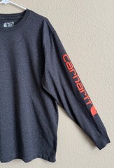 Carhartt Men’s Loose Fit Long Sleeve Logo Pullover Shirt Size M Carbon Heather