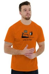 Life is Crap Treadmill Funny Adult Sarcastic Womens or Mens Crewneck T Shirt Tee