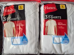 LG TWO PACKS Hanes ComfortSoft 2135 Crewneck Tagless Men’s T-shirt 3 Pack- White