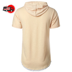 New summer hooded T-shirt men’s solid color men’s short sleeve T-shirt hoodie