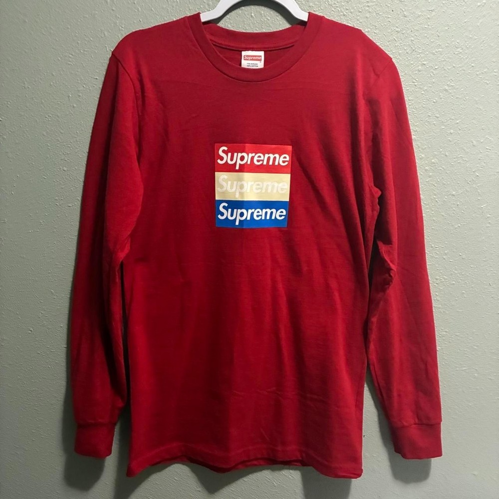 asspizza Supreme Triple Box Logo Tri Color Longsleeve Red Size Small RARE 2021