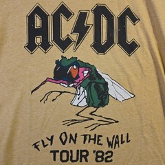 Lucky Brand ACDC Shirt Mens Medium Yellow Metal Fly On The Wall Music Rock NWT