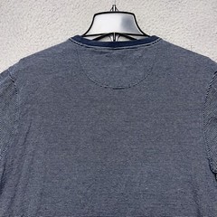 Barbour Shirt Mens Large Blue White Striped Tailored Fit Round Neck Pocket