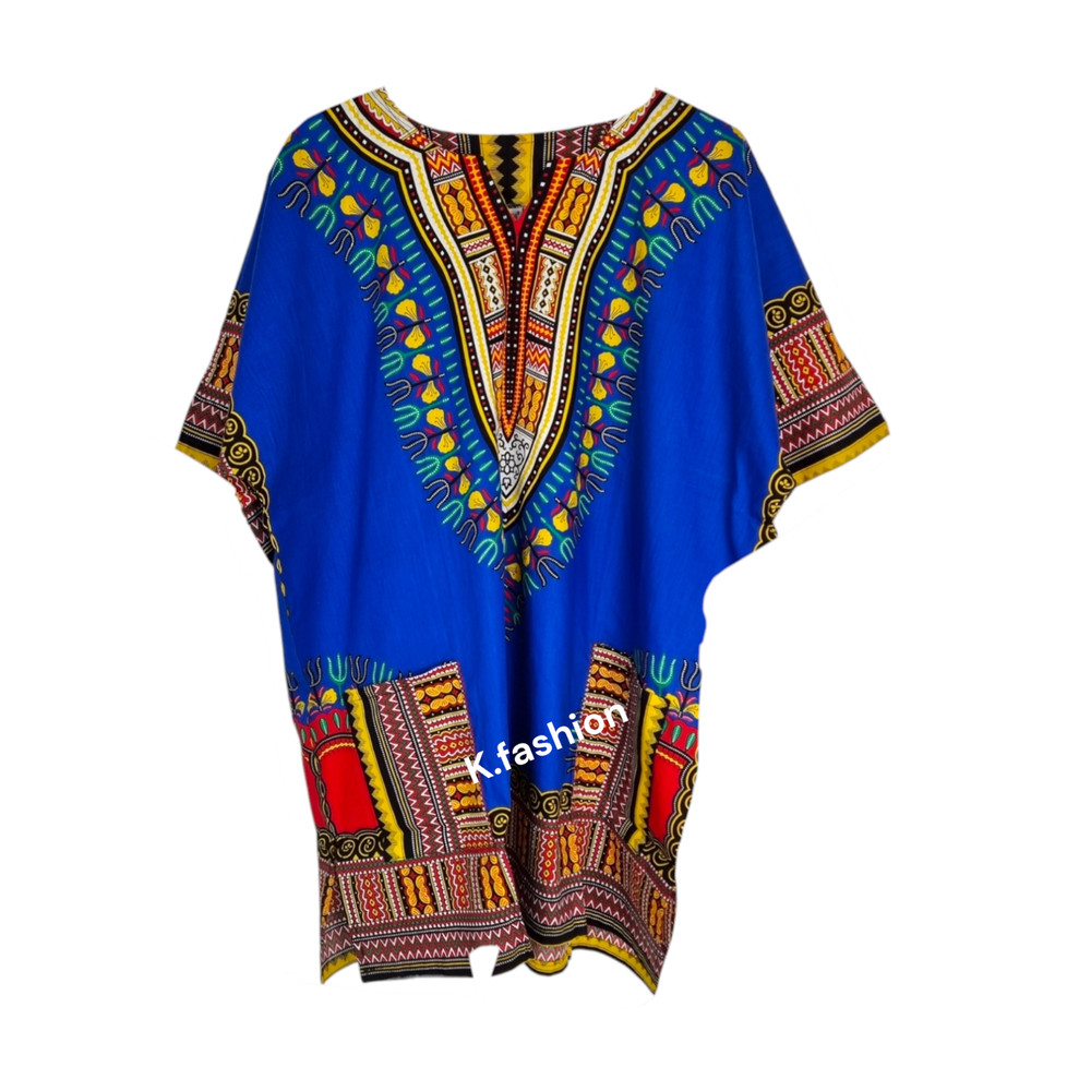 100% COTTON Unisex Dashiki Africa Tribal Print Festival Kaftans Shirt Blouse Top