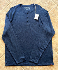 Faherty Cloud Henley T Shirt Mens XXL Navy Blue Heather Long Sleeve $98 NWT
